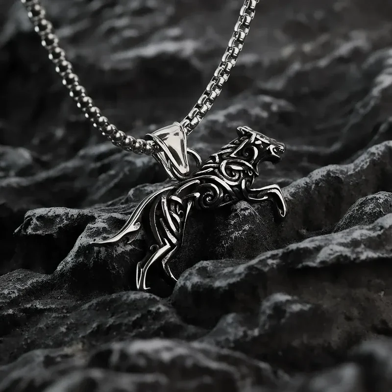 Punk-Wolf-Anhänger-Halskette für Herren