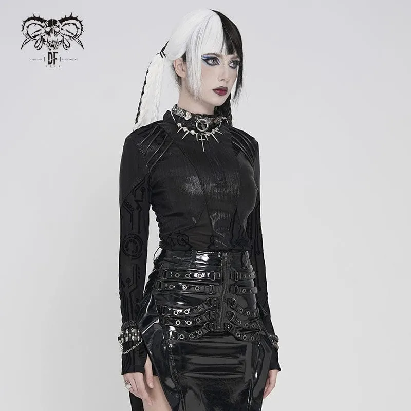Damen-Shirt mit Cyberpunk-Schaltkreis-Print