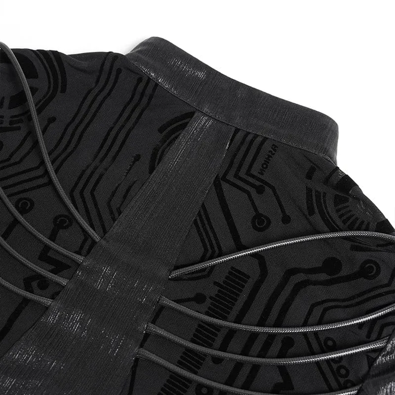 Damen-Shirt mit Cyberpunk-Schaltkreis-Print
