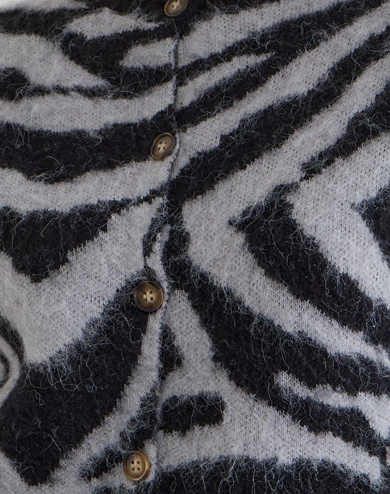Liliana Cardigan aus Strick Big Zebra Schwarz und Grau