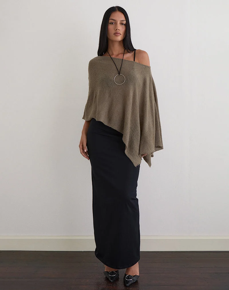 Maliha Poncho aus transparentem Strick in Taupe