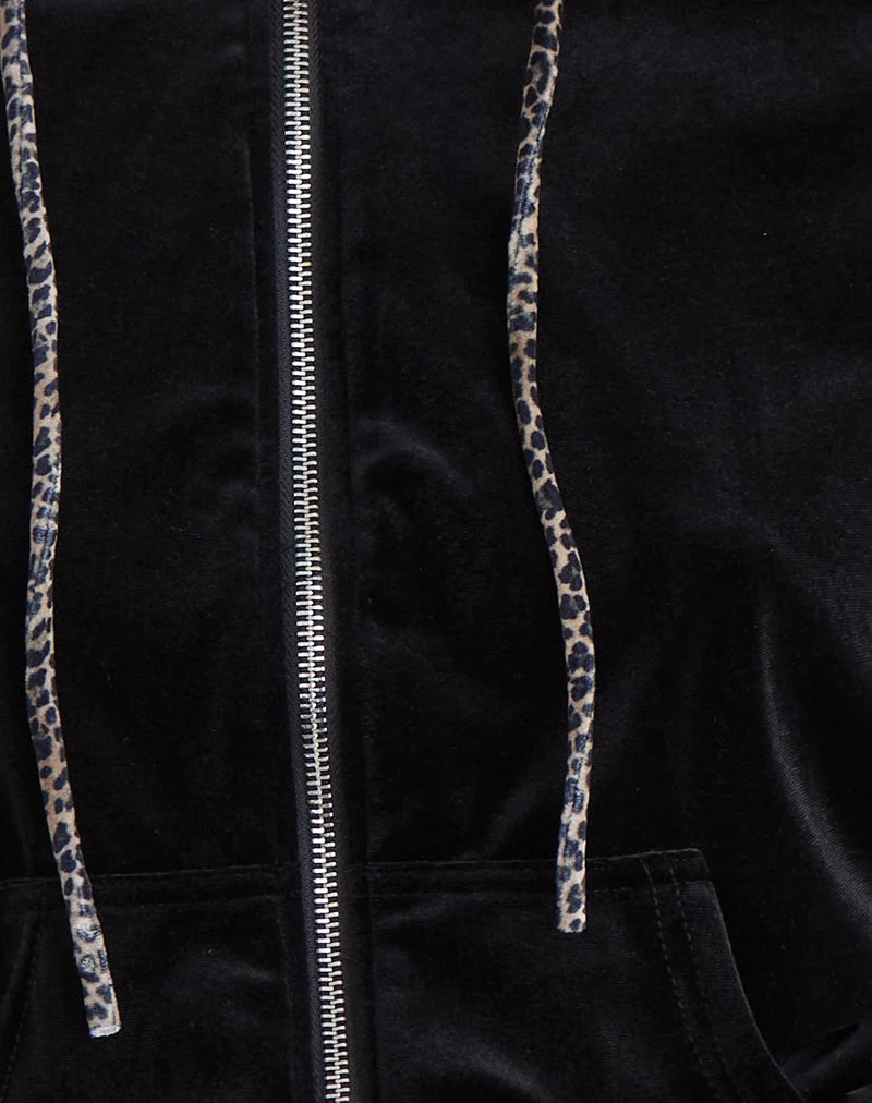 Jona Hoodie in Schwarz mit Leopardenmuster