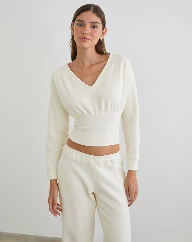 Bigail Pullover mit V-Ausschnitt in Winterweiß