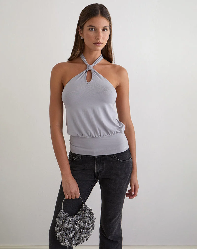 Giunea Knot Halter Top in Lila-Grau