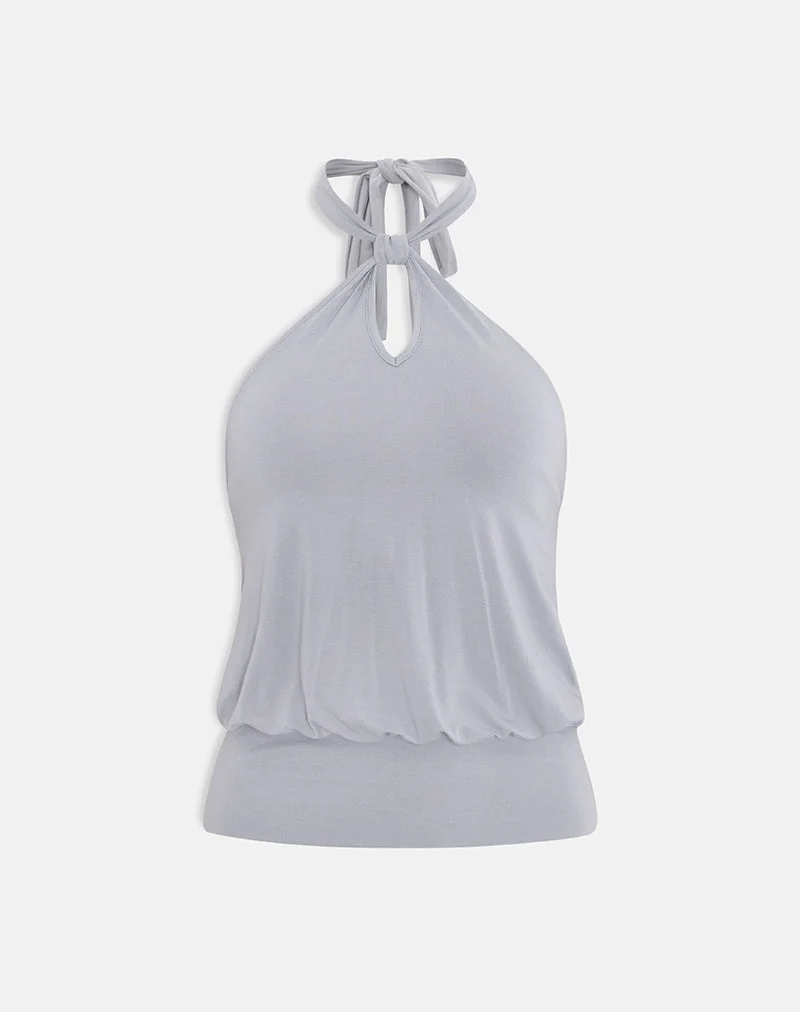 Giunea Knot Halter Top in Lila-Grau