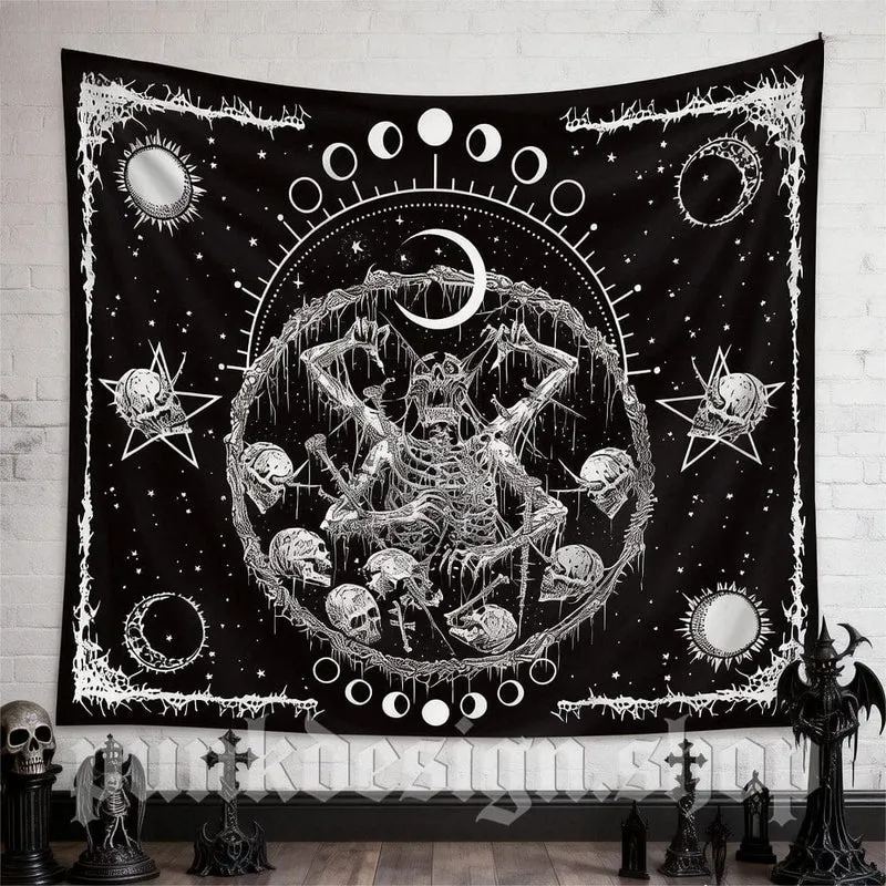 Gotischer Wandteppich mit Totenkopfmotiv für Zuhause