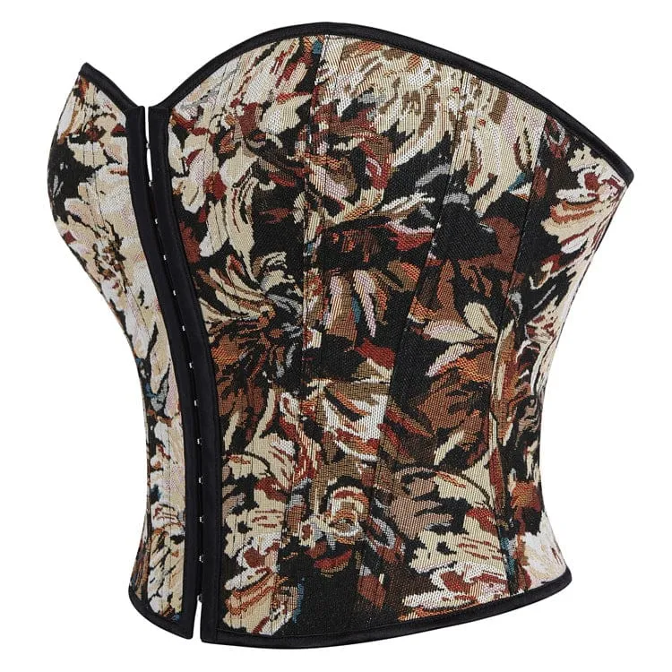 Gothic-Schnürkorsett für Damen mit floralem Jacquardmuster und Überbrustumfang