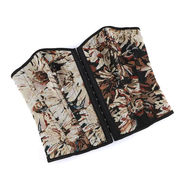 Gothic-Schnürkorsett für Damen mit floralem Jacquardmuster und Überbrustumfang