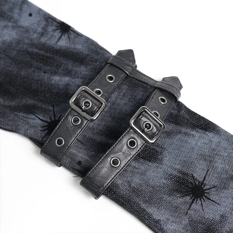 Punk-Damenhemd mit asymmetrischem Ausschnitt und Print, langärmlig