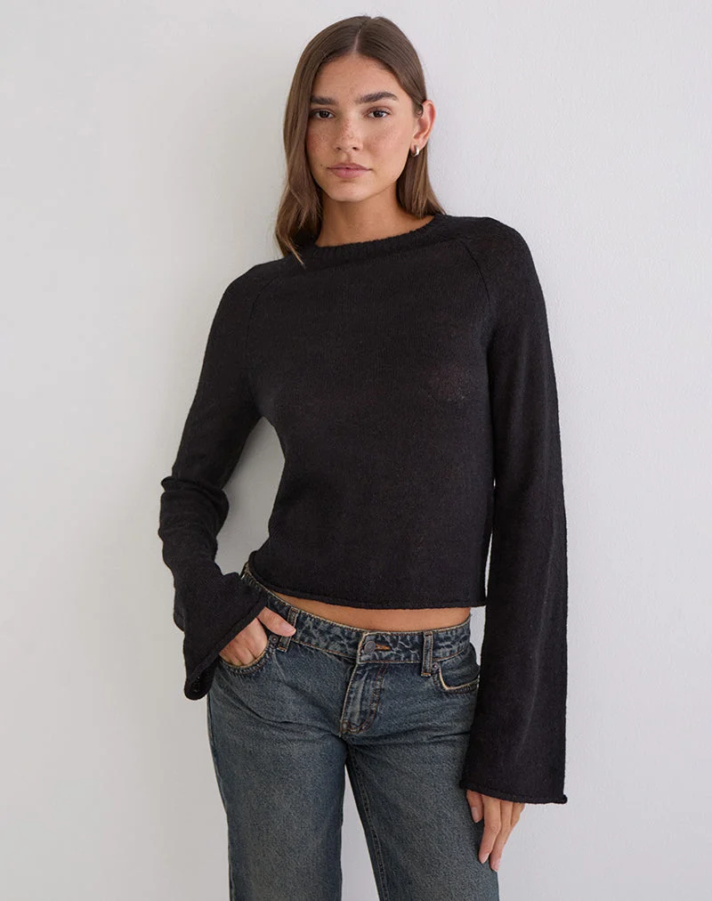 Kaleo Roll Edge Jumper aus Strick, schwarz