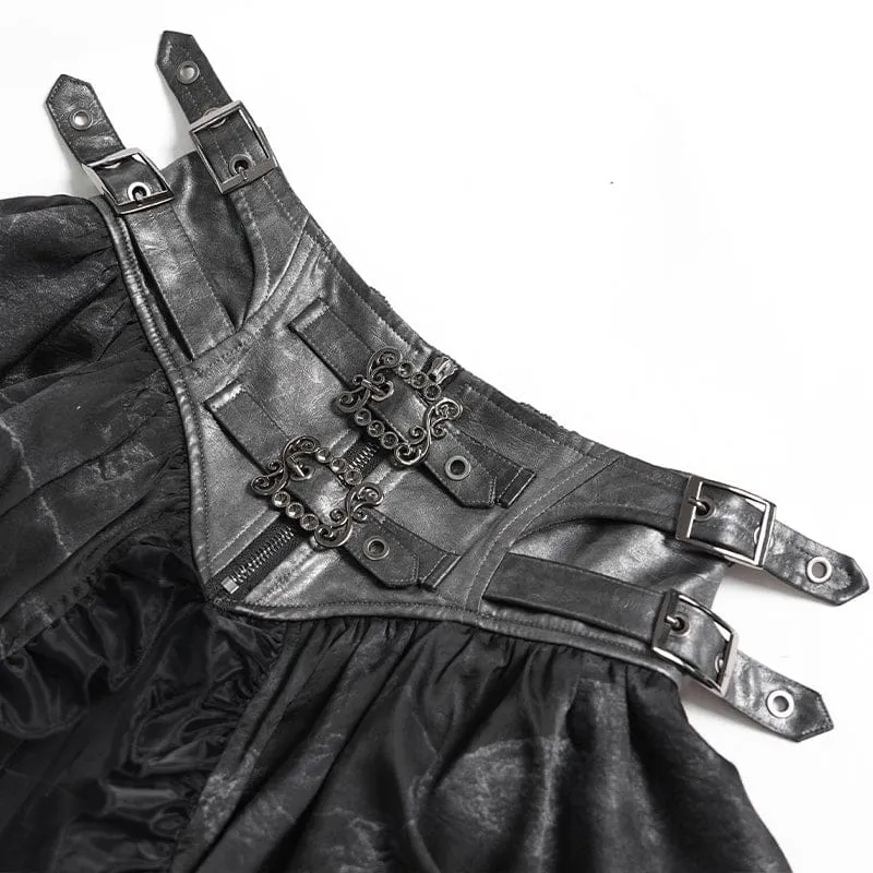 Gothic-Minirock für Damen mit Schnallenverschluss, Print und Rüschen