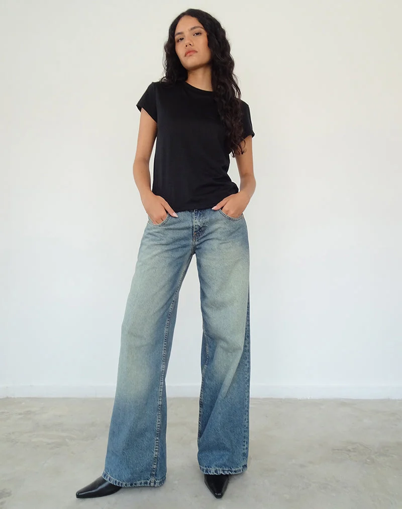 Clio Baggy Tee aus schwarzem Tissue-Jersey