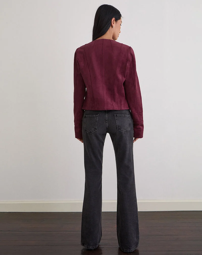 Ukiyo Jacke aus Wildlederimitat Burgund