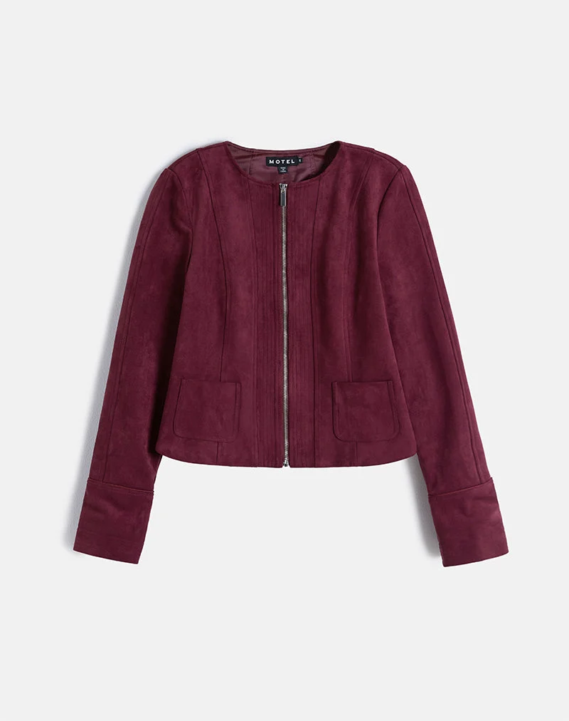 Ukiyo Jacke aus Wildlederimitat Burgund