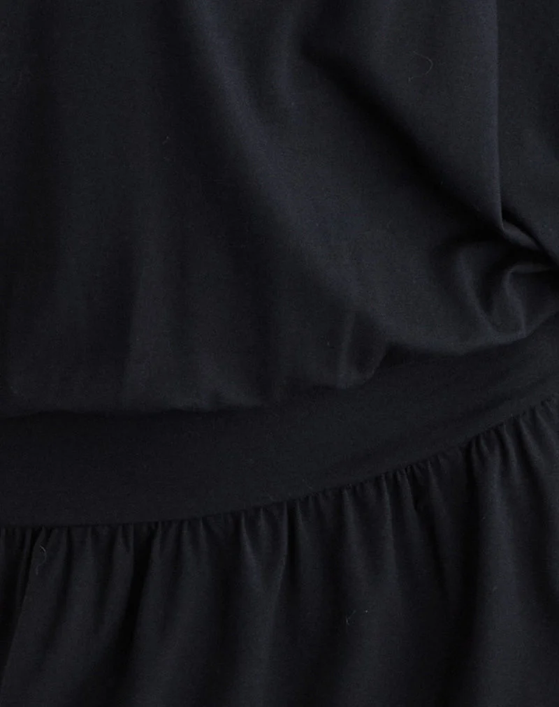 Osiri Mini-Kleid mit Fledermausflügeln aus Jersey Schwarz