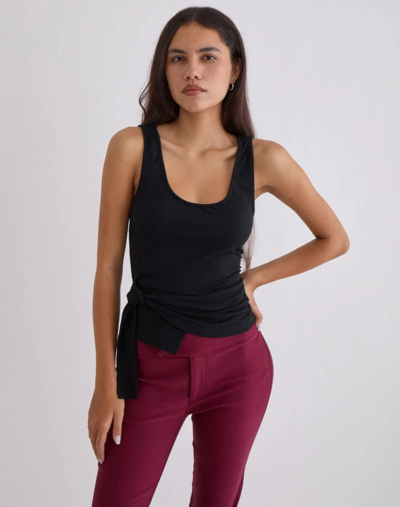 Tanzy Tie Top aus Jersey, schwarz
