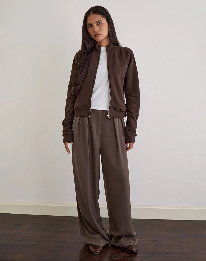 Tamayo Zip Rollkragenpullover in Bitterschokolade