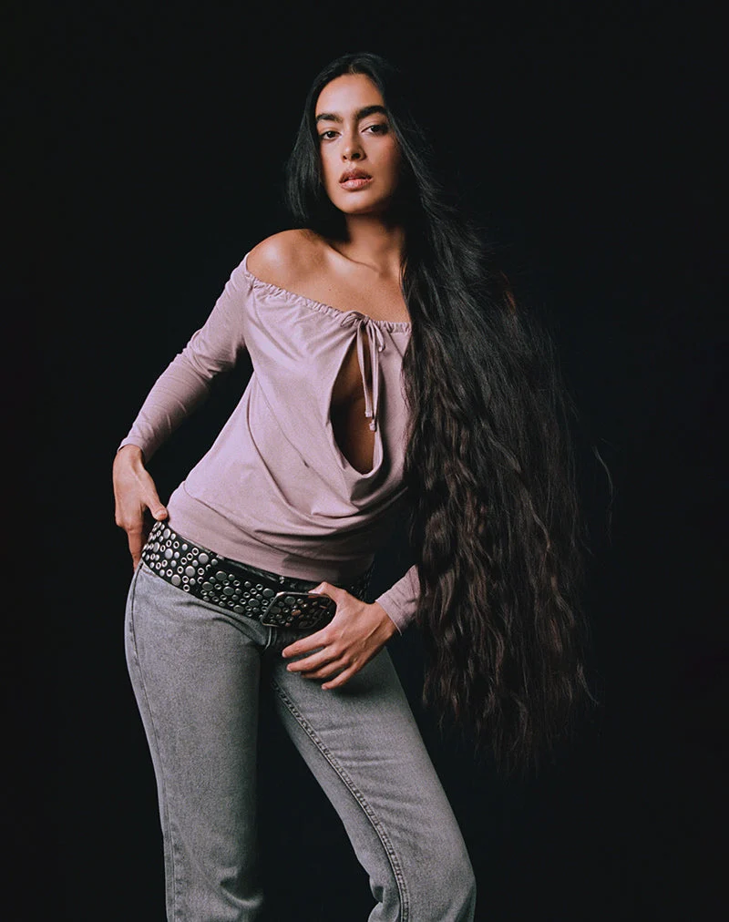 Sore Langarm-Cowl-Top aus Jersey in Dusty Mauve