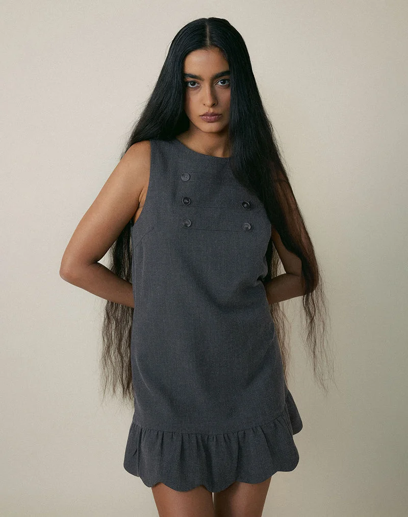 Saraya Minikleid in Tailoring Grey Blue