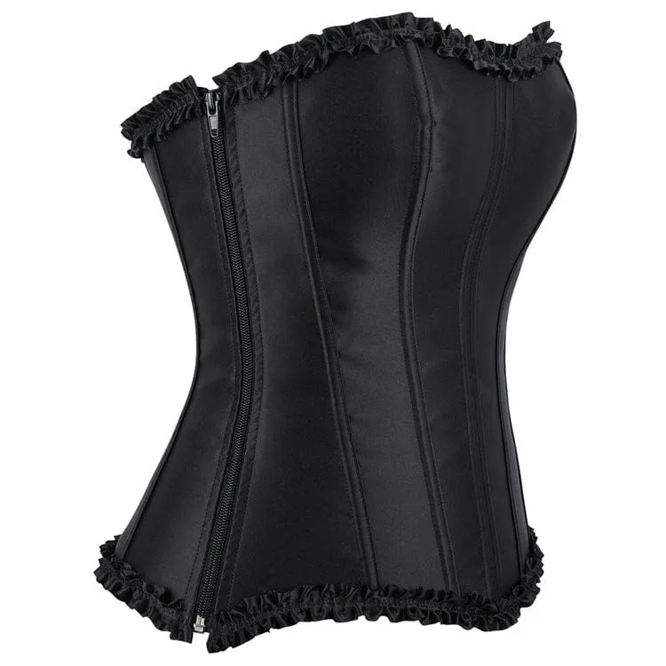 Gothic-Korsett für Damen, einfarbig, mit Zierborte, über der Brust