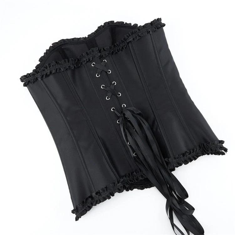 Gothic-Korsett für Damen, einfarbig, mit Zierborte, über der Brust