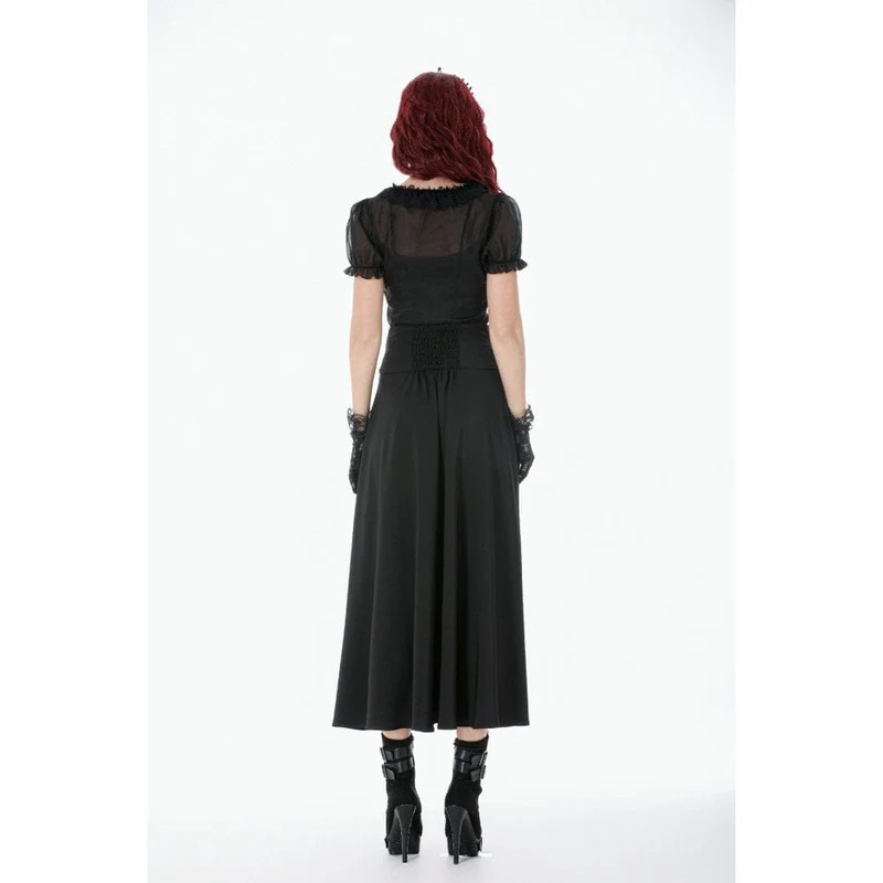 Gothic-Rock für Damen mit floralem Print und hohem Bund aus Mesh, lang und hochgeschnitten