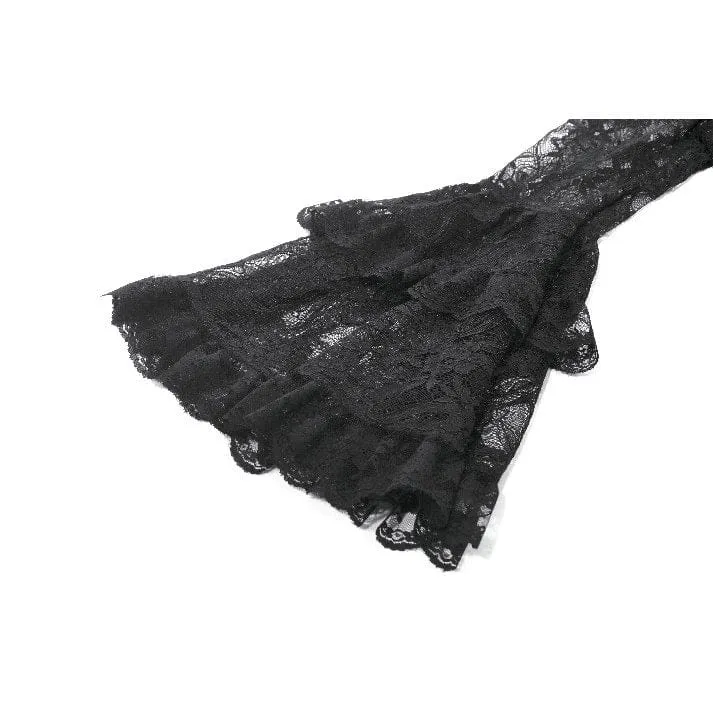 Gothic-Kleid für Damen mit besticktem Kreuz und ausgestellten Ärmeln