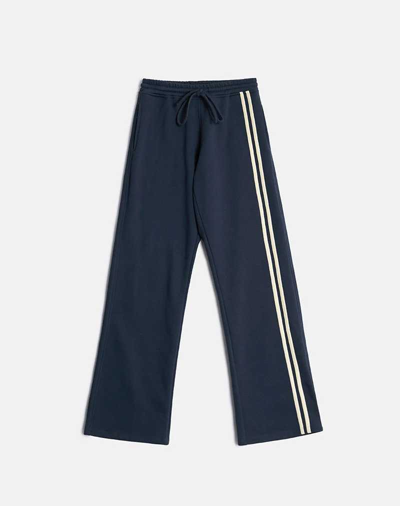 Covero Jogger in Marineblau mit buttermilchfarbenem Besatz