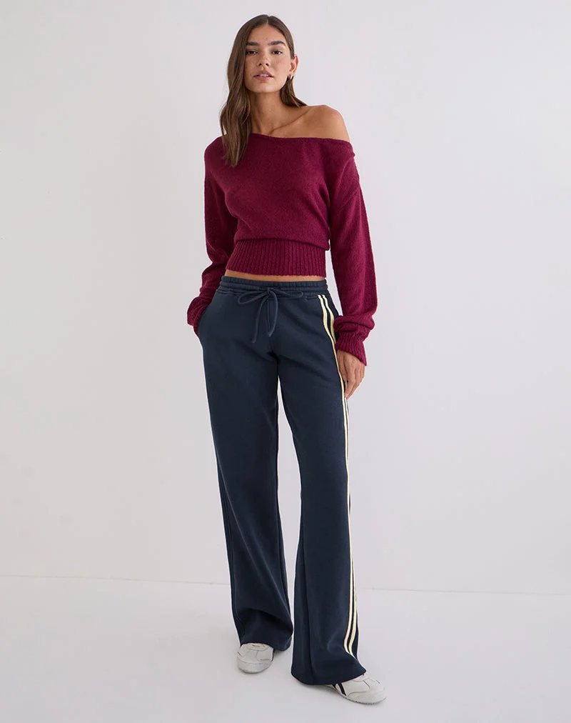 Covero Jogger in Marineblau mit buttermilchfarbenem Besatz