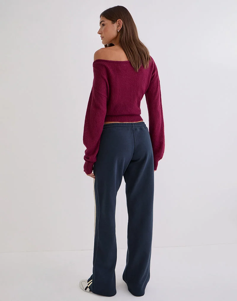 Covero Jogger in Marineblau mit buttermilchfarbenem Besatz