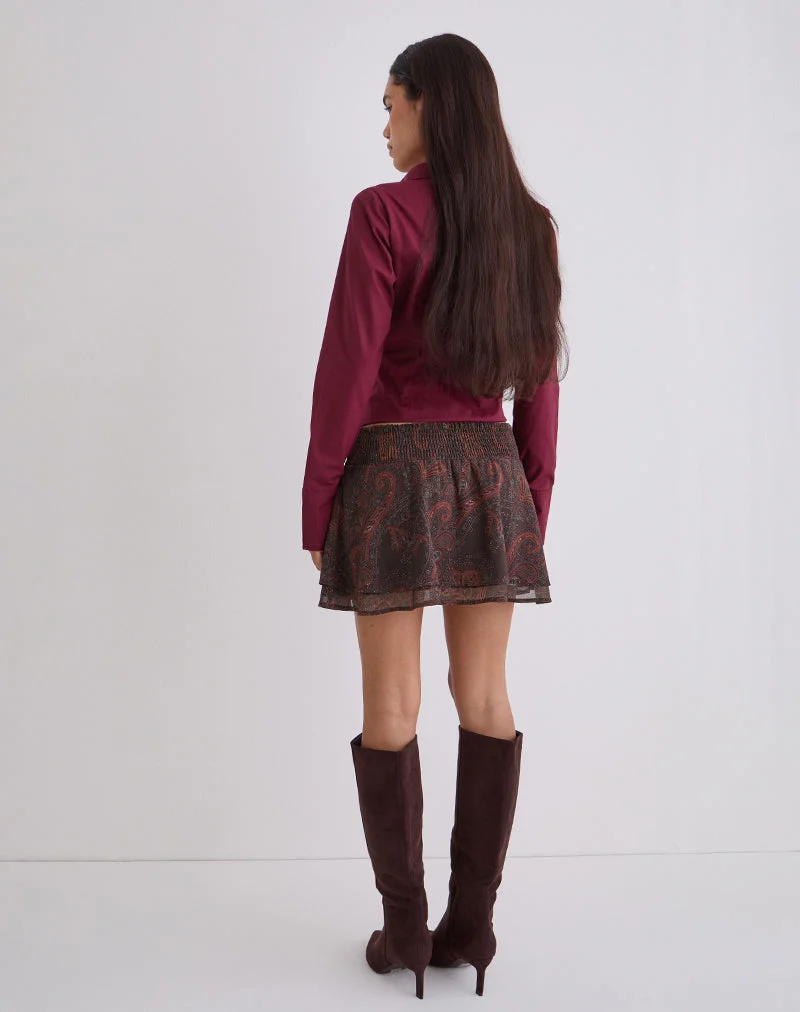 Tylan Minirock aus Chiffon in Royal Paisley Burgundy