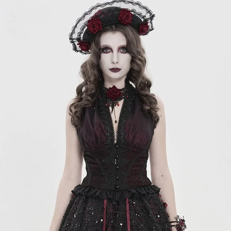Ärmellose Gothic-Weste für Damen mit tiefem Ausschnitt