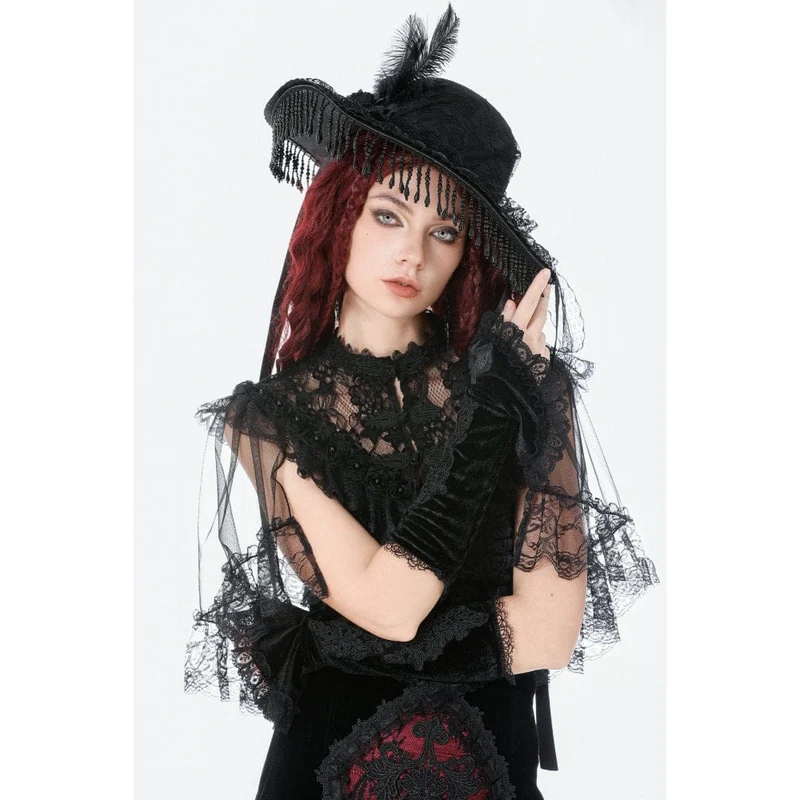Gothic-Ärmel aus Samt mit Spitzenstickerei für Damen
