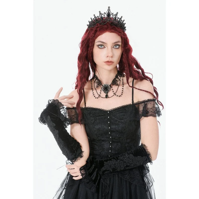 Gothic-Ärmel aus Samt mit Spitzenstickerei für Damen