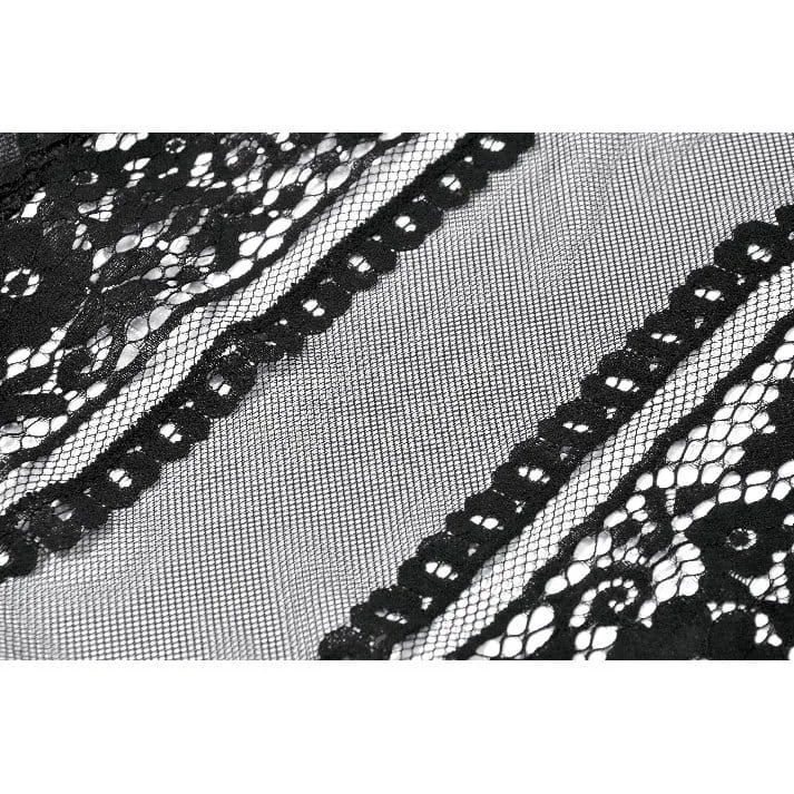 Gothic-Rock für Damen, unregelmäßig, mehrlagig, aus Mesh, lang