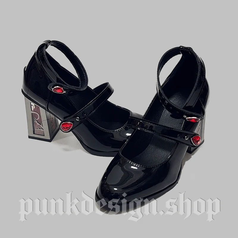 Gothic-Rose Mary Jane Schuhe mit klobigem Absatz für Damen
