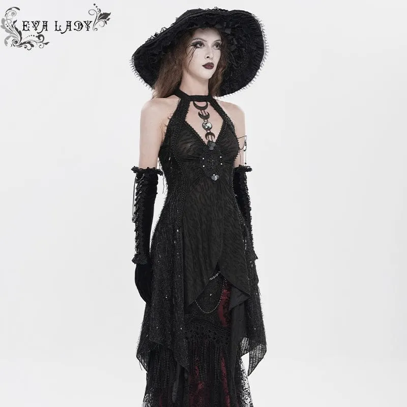 Gothic-Tanktop für Damen mit Cut-out und Neckholder