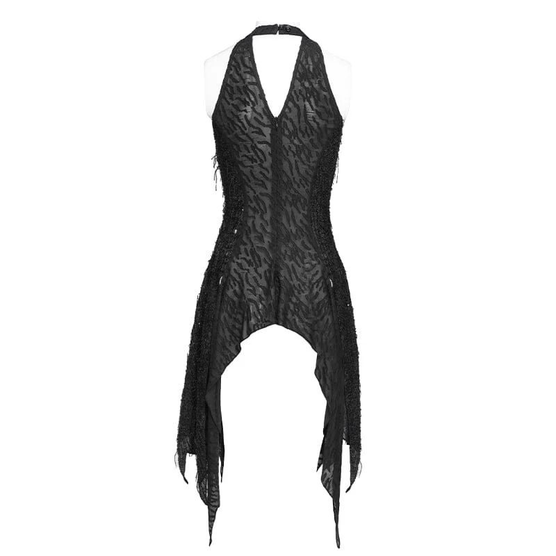 Gothic-Tanktop für Damen mit Cut-out und Neckholder