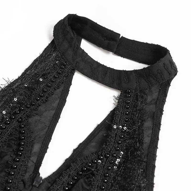 Gothic-Tanktop für Damen mit Cut-out und Neckholder