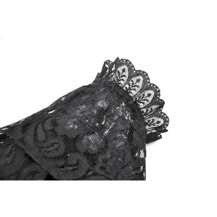 Gothic-Ärmel für Damen aus rosafarbenem Samt mit Spitzeneinsatz und ausgestellten Ärmeln