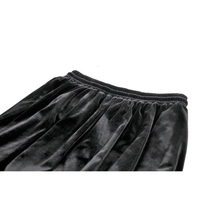 Gothic-Rock aus Samt mit floraler Spitze und Raffungen für Damen