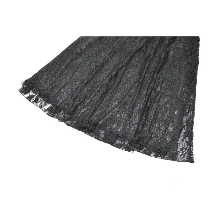 Gothic-Maxirock mit Rosenquasten für Damen, mehrlagig