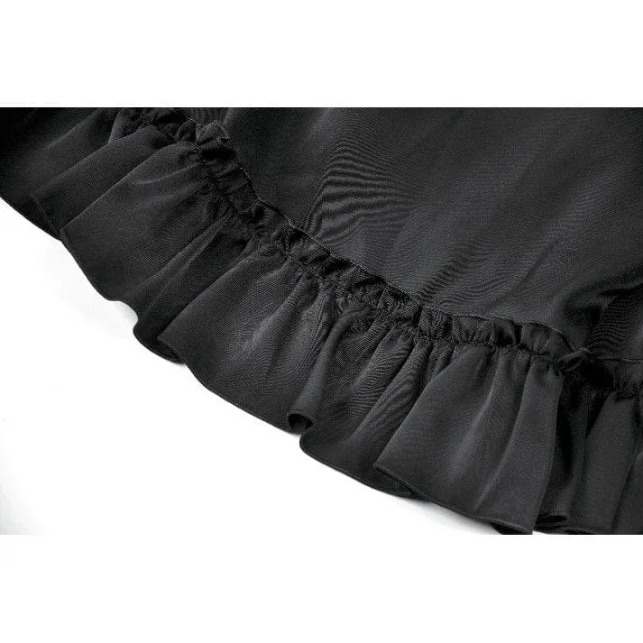 Gothic-Maxirock mit Rüschen und Spitze für Damen, schwarz-rot