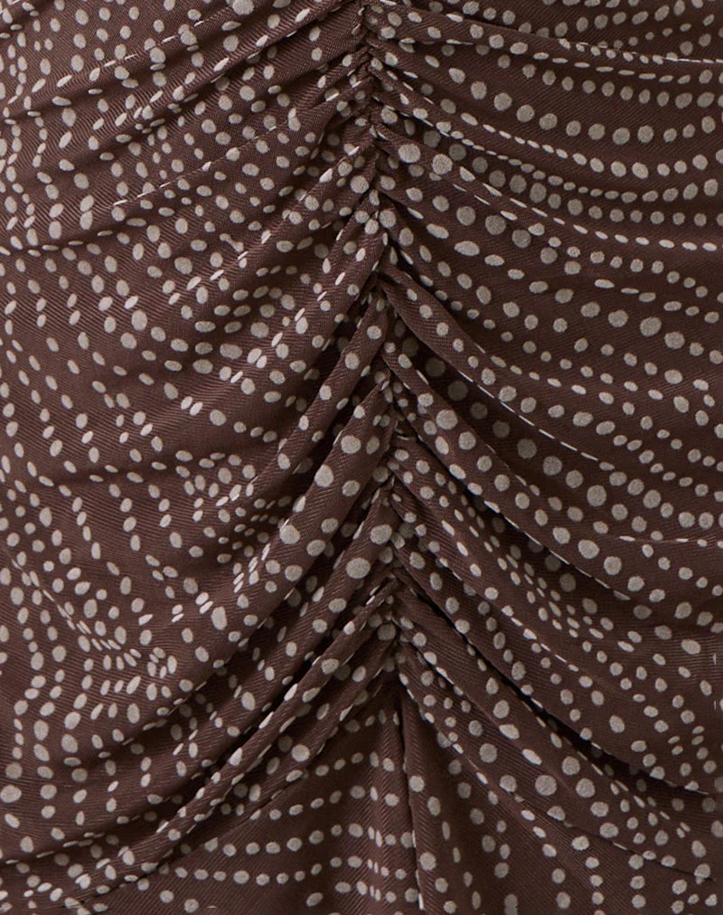Sumiko Minikleid aus abstraktem Polka-Flock Braun