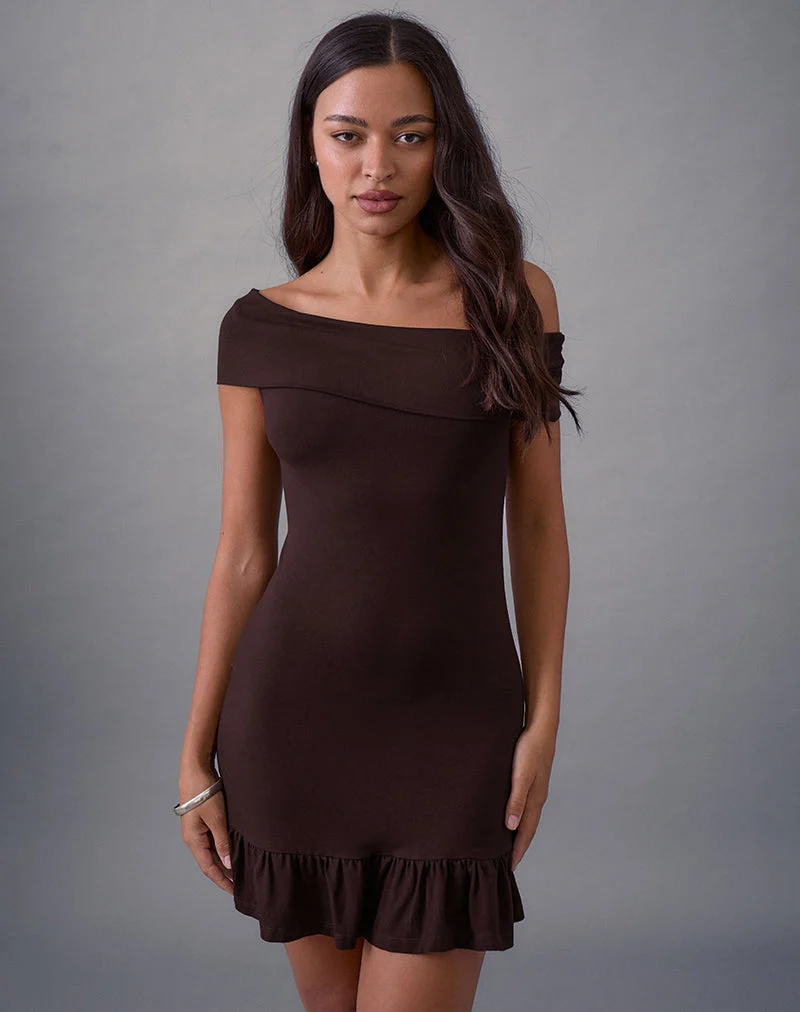 Maufa Minikleid aus Jersey Bitterschokolade