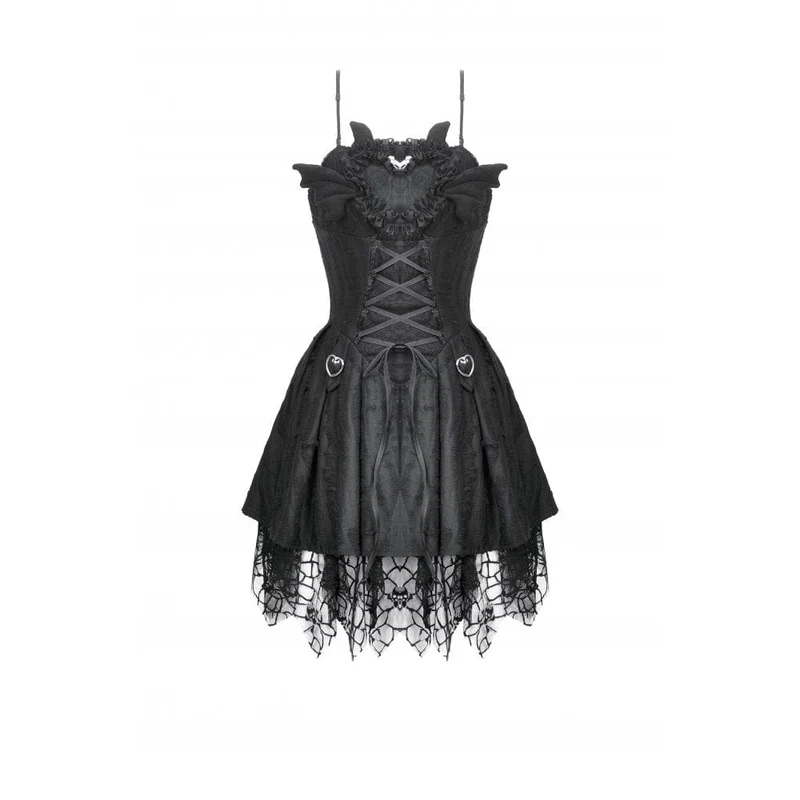 Punk Dark Demon Plissee-Unterkleid mit Schnürung für Damen