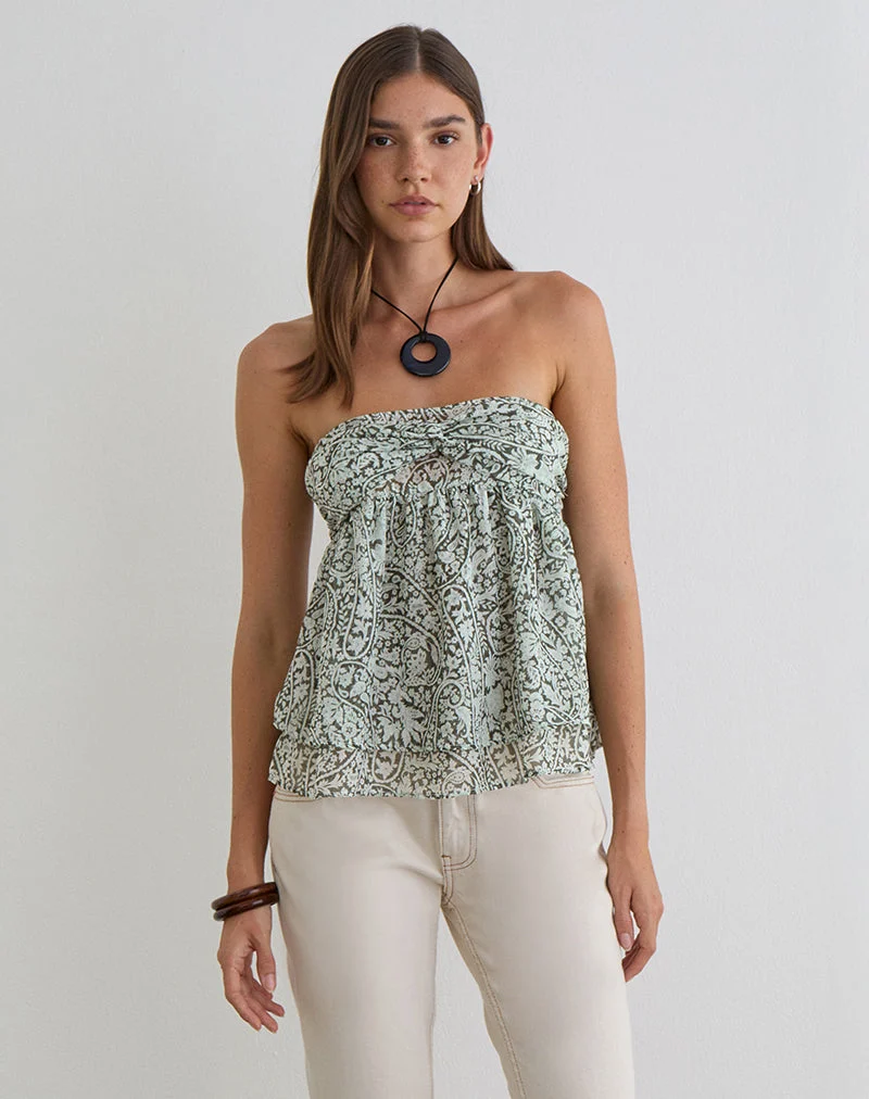 Belira Bandeau-Top „Bloom Paisley“ in Hellblau