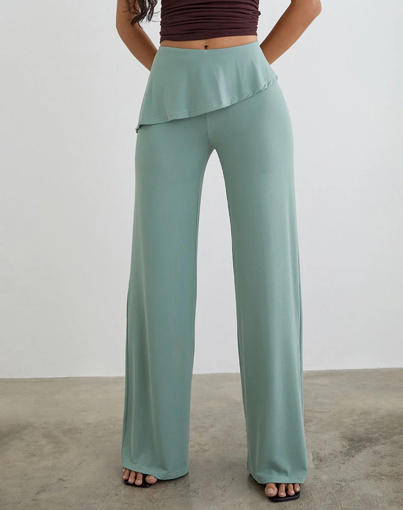 Sakano-Hose mit weitem Bein in Aqua-Grau