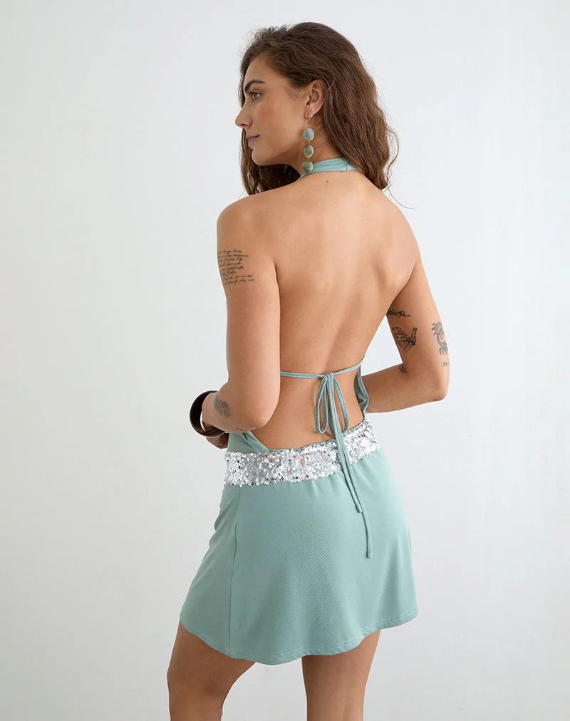 Miharu-Minikleid in Aqua-Grau