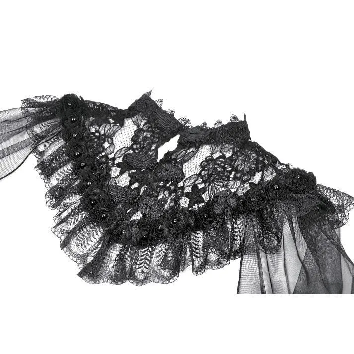 Gothic-Umhang für Damen mit floralem Spitzen-Patchwork-Muster